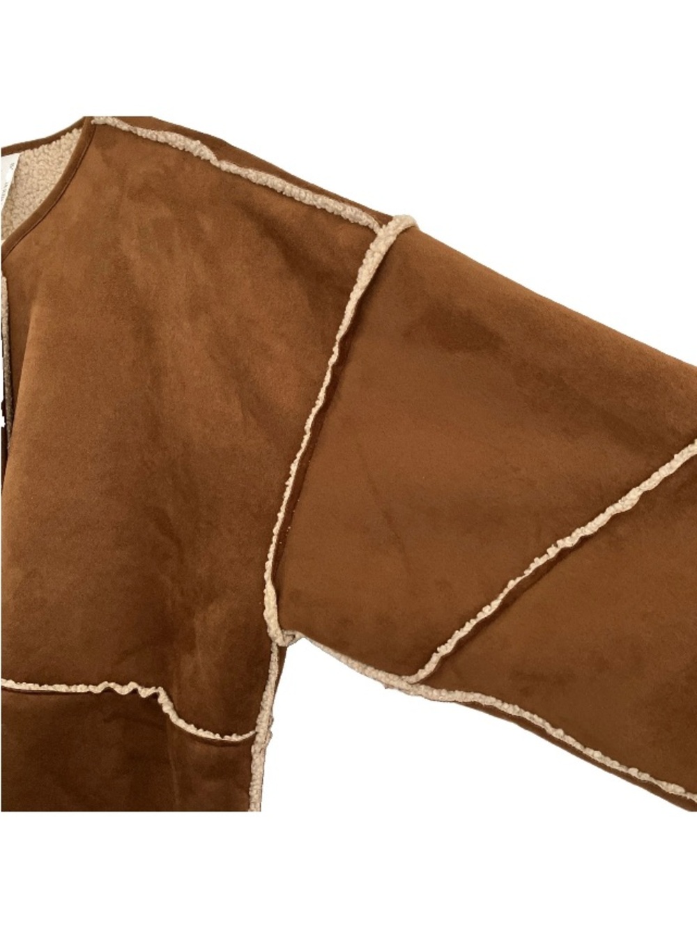 NWT Banana Republic Brown Oversized Reversible Vegan Suede Sherpa Jacket size XL - Picture 9 of 12
